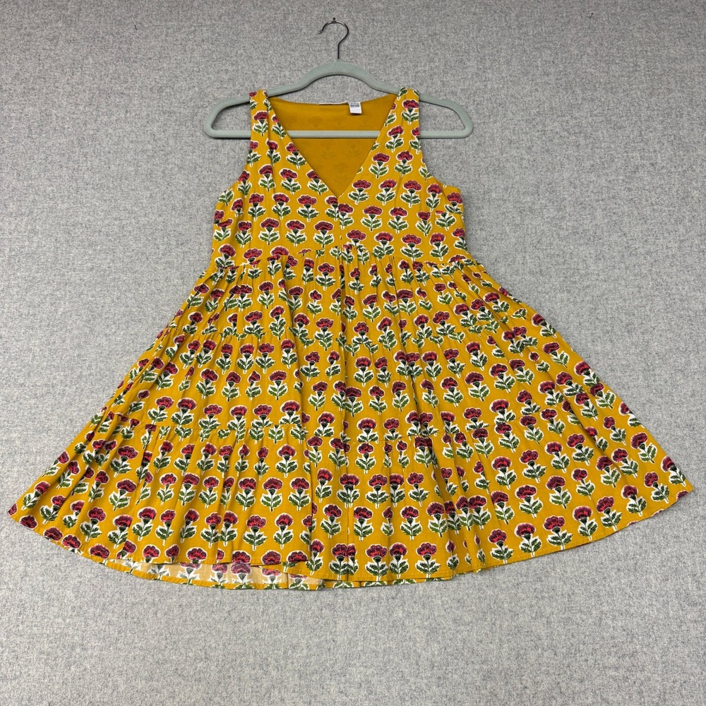 Sincerely Jules | Floral Tiered Mini Dress | S | Yellow | V-Neck Rayon Boho
